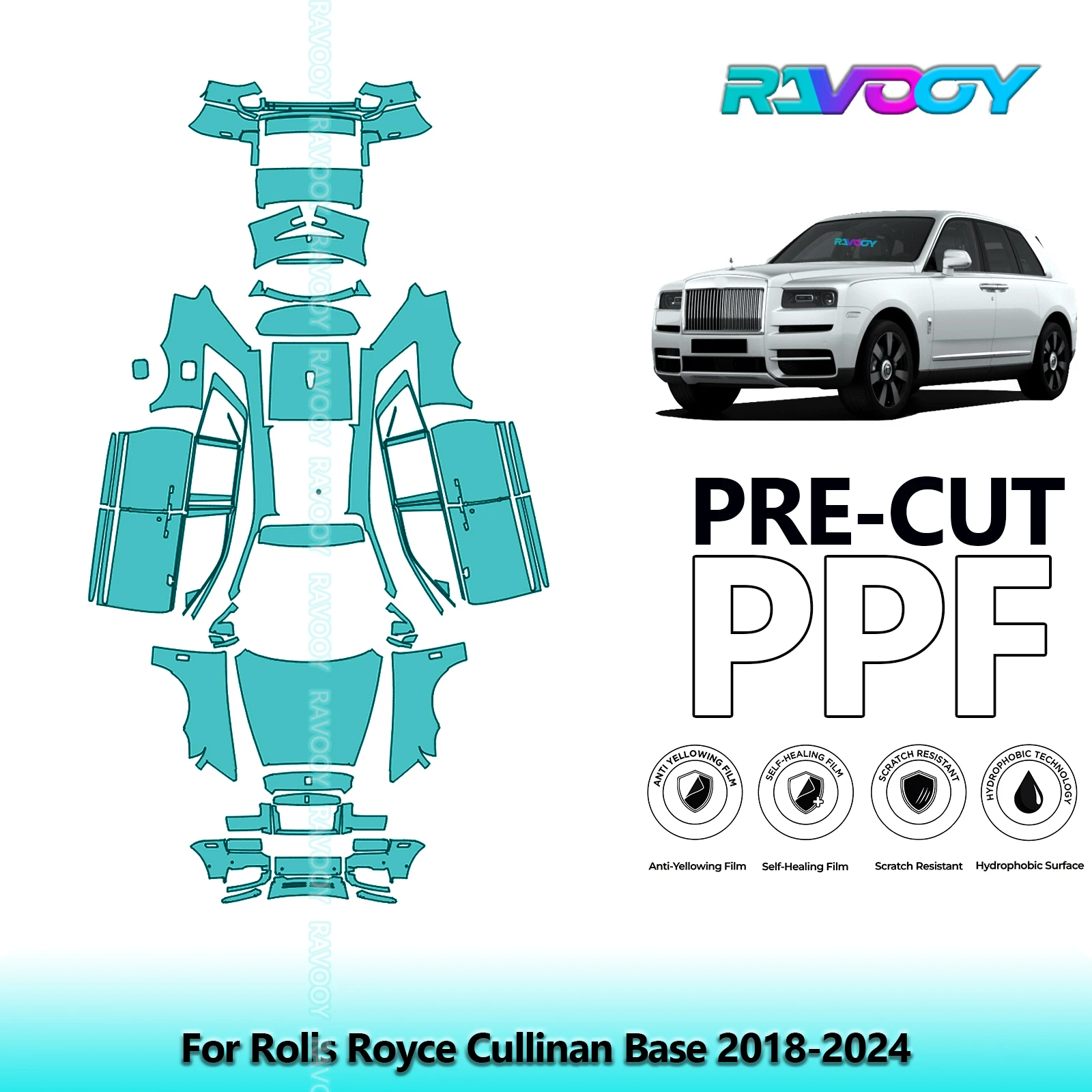 

8.5Mil Precut PPF Paint Protection Film Full Vehicle Clear Bra For Rolls Royce Cullinan Base 2018-2024