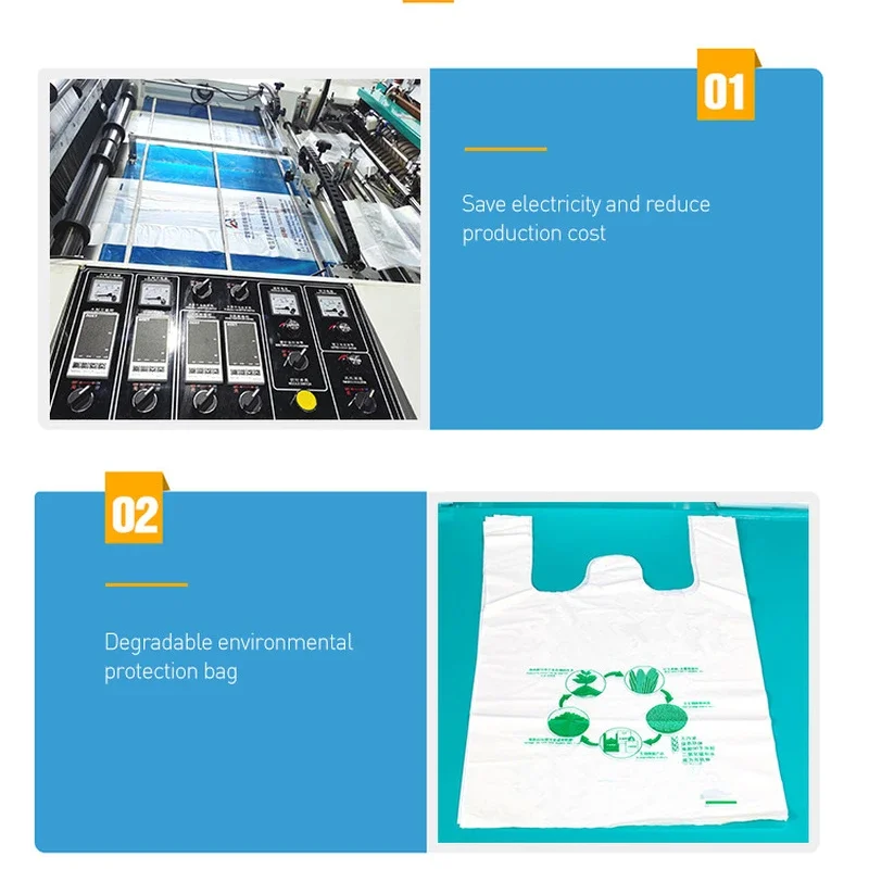 Automatic High Speed Double Four Line T-shirt Garbage Kraft Paper Bag Making Machine Biodegradable Plastic Bag Making Machine