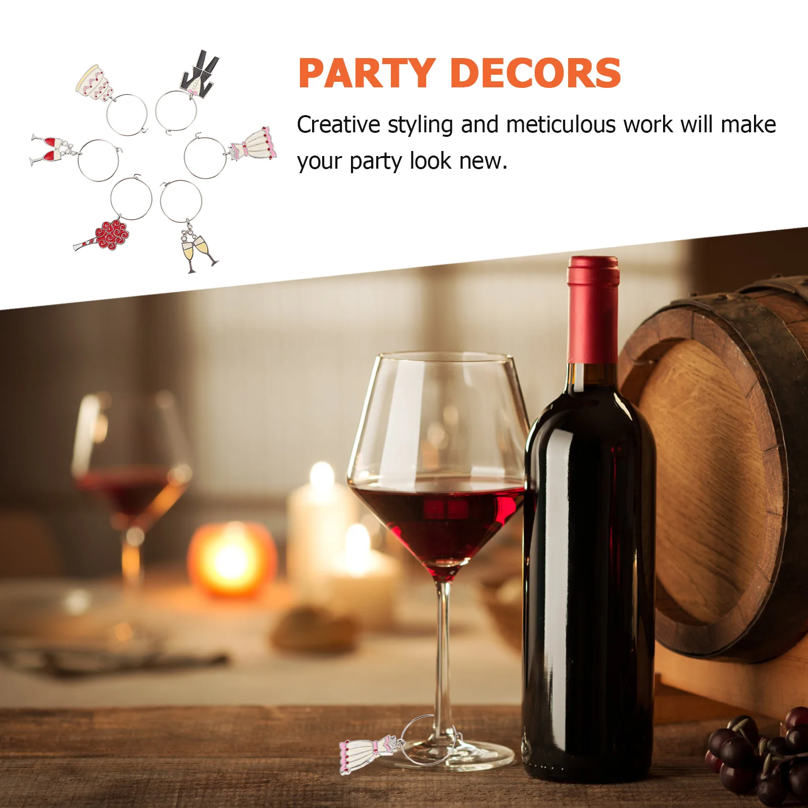 

6Pcs Wine Glass Tags Stylish Elegant Drink Markers for Banquet Gathering Decor Unique Zinc Alloy Party Cup Identifiers