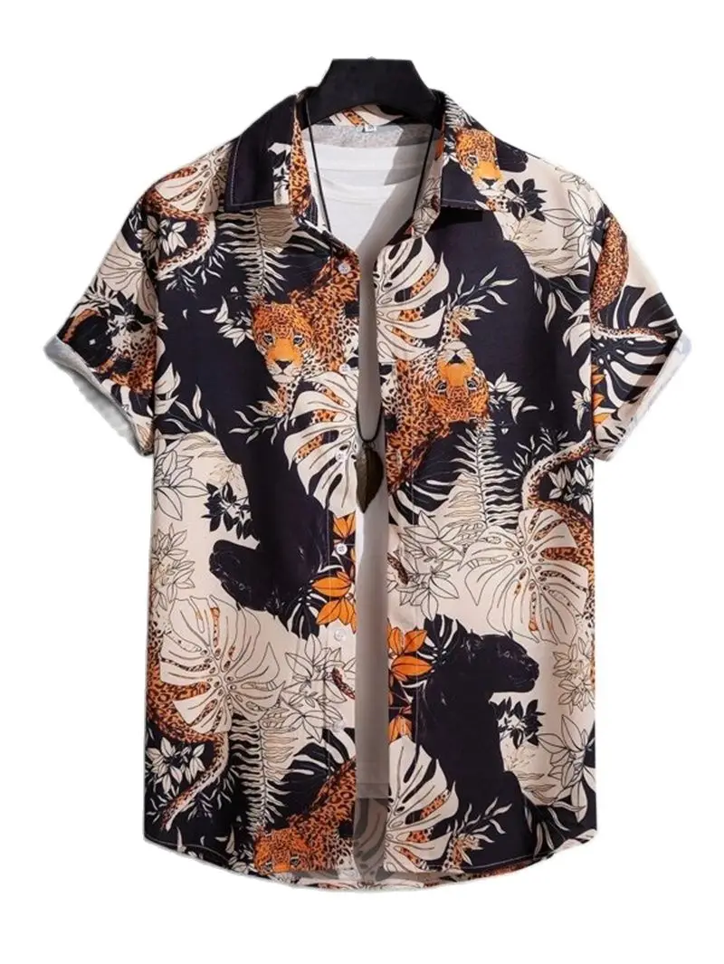 Vintage men's summer shirt Hawaii loose and breathable men's clothing Street men's casual wear Fashion men's short sleeves