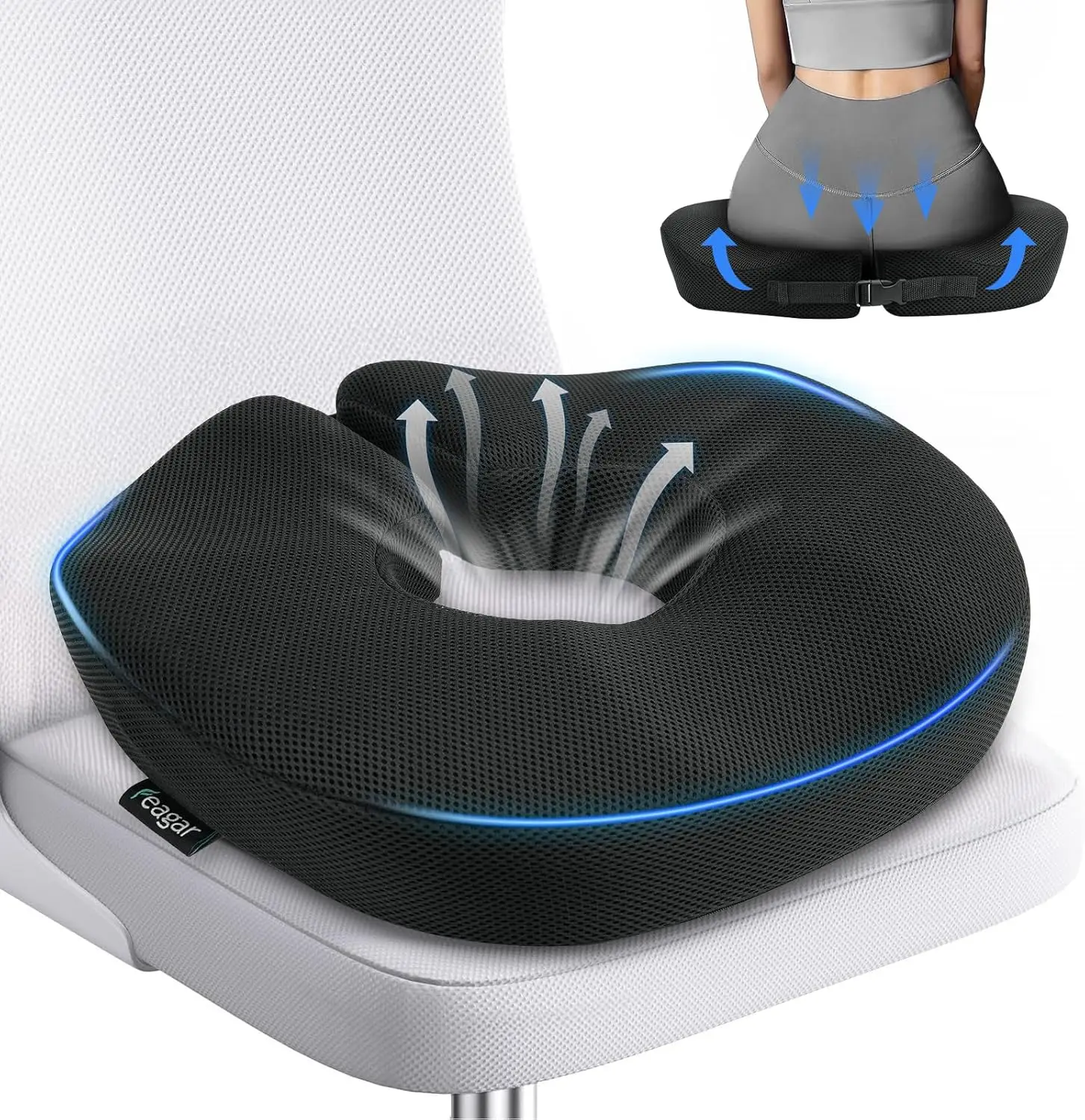 

Подушка-пончик из пены с эффектом памяти для облегчения боли в копчике - Эргономичная подушка для людей с ишиасом, беременных и для восстановления после операций