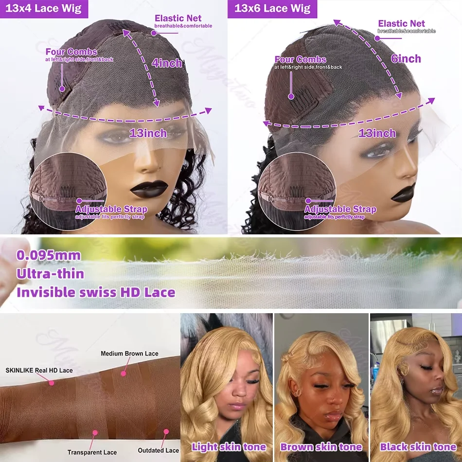 30 بوصة العسل شعر مستعار أشقر شعر الإنسان 13X6 الجسم موجة Hd الدانتيل شعر مستعار أمامي ملون 27 البرازيلي الدانتيل الباروكة الأمامية 250 الكثافة للنساء #6