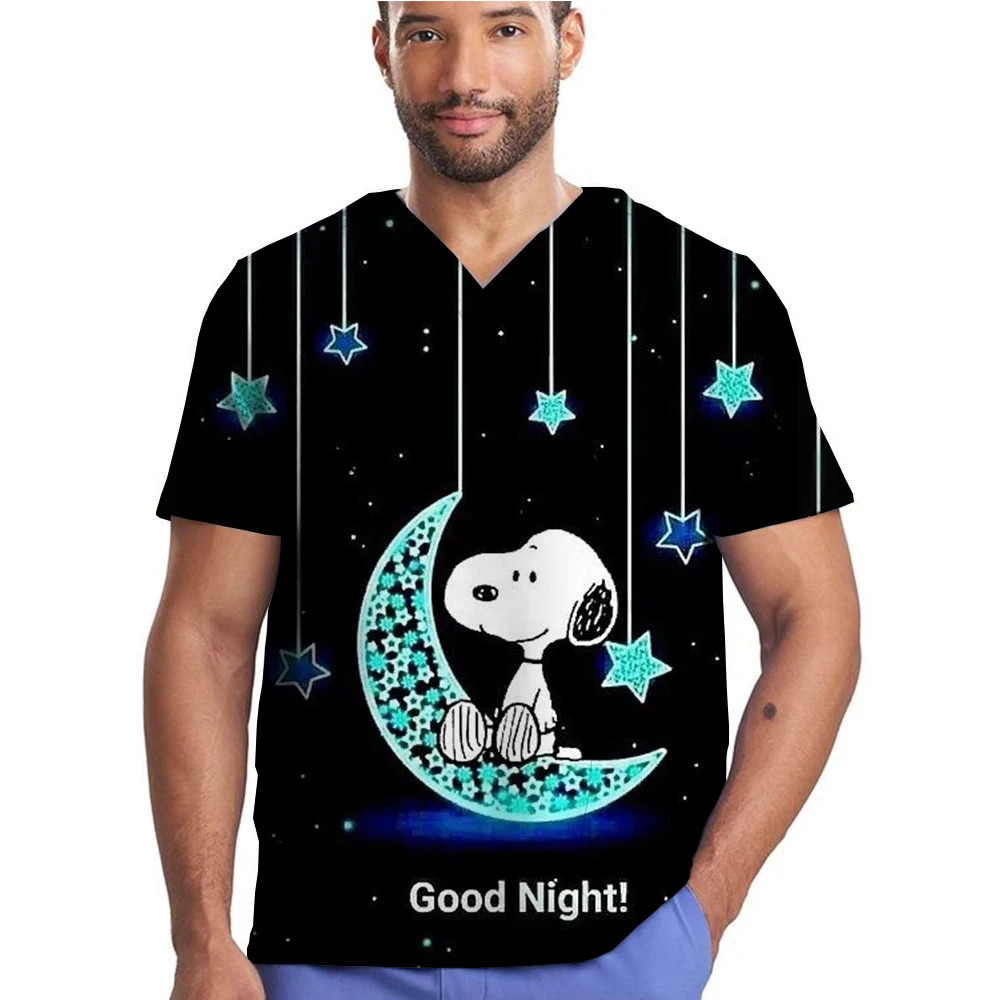 Men's Scrubs Medical Uniform Lab Male Wholesale Clinic Hospital Doctor Overalls Snoopy print Fashion Scrub Pharmacy Nurse Clothe