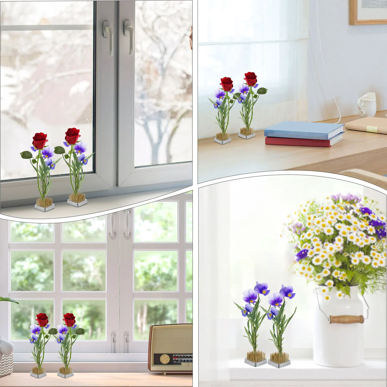 

2pcs Mountain Flower Arrangement Holder Stainless Steel Floral Fixation Base For Diy Flower Art Vase Protection Japanese