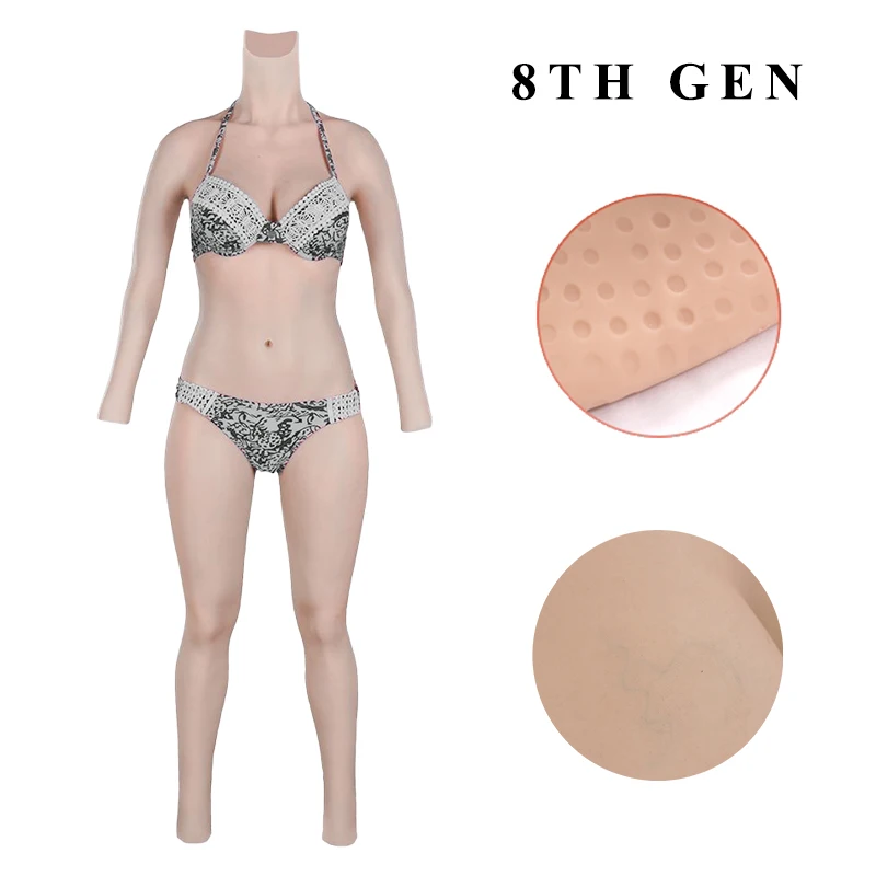 KUMIHO 8TH GEN Cosplay Silicone One Piece Fake Vagina Bodysuit Sissy Breast Forms Fake Boobs For Transgender No Oil Real Skin