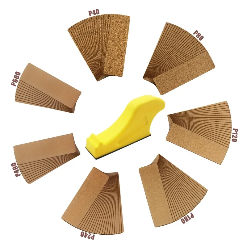 Micro Sanding Tools Hand Sanding Block and 120 PCS Sandpaper Sheets Wood Woodworking Small Detail Finishing Sander