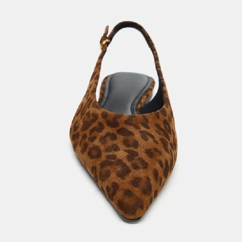 

Luxury Designer Leopard Print Flat Sandals Women Sexy Pointed Toe Back Strap Buckle Flats Lightweight Comfortable Women Shoes