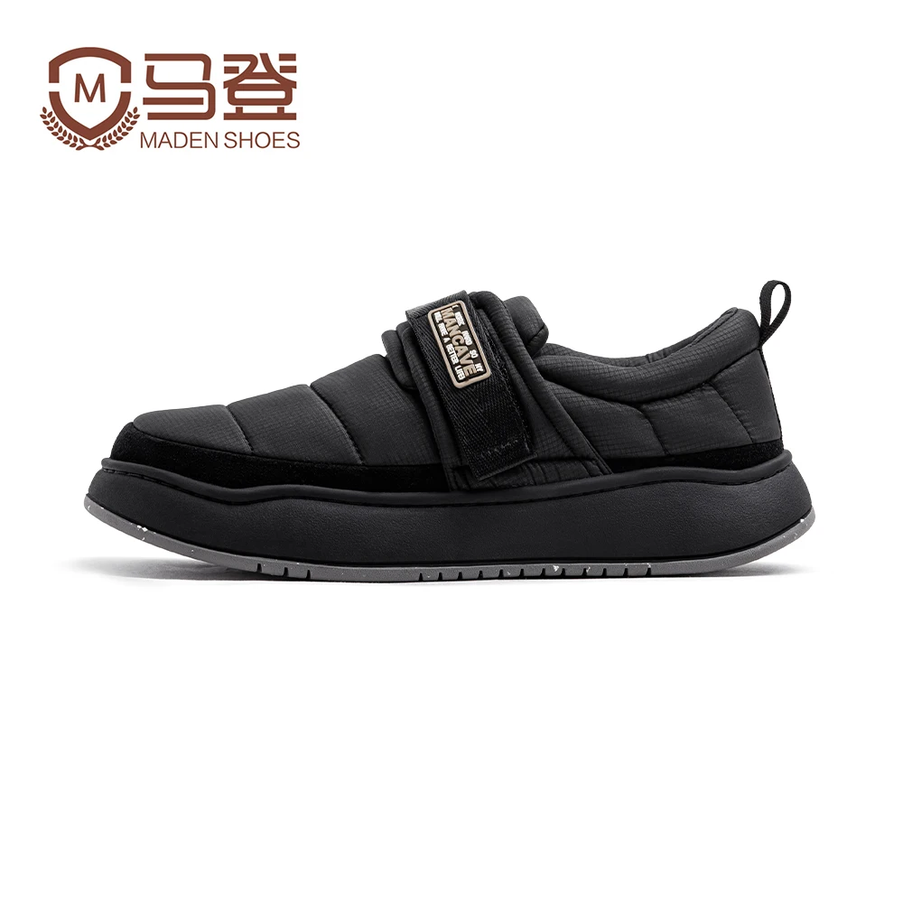 Maden الرجال الرجعية الأسود مقاوم للماء الثلوج الأحذية الانزلاق على صوف مبطن شتاء دافئ مخيم أحذية للخارجية رياضي منخفضة أعلى حذاء من الجلد #6