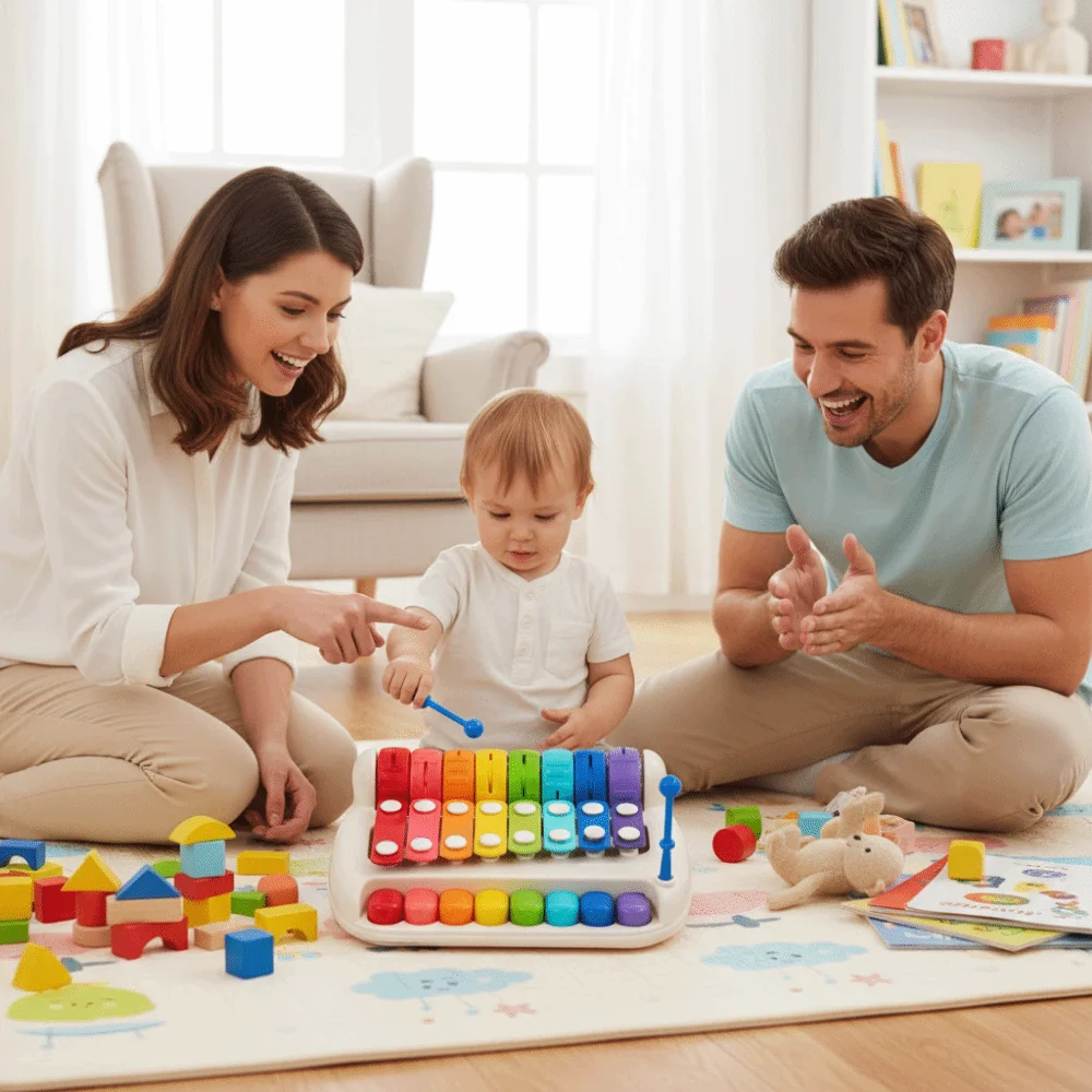 Kunststoffen 8-note Klop Piano Speelgoed Vroeg Onderwijs Hand Klop Baby Muziek Beslag Stok 2 in 1 Slaginstrument