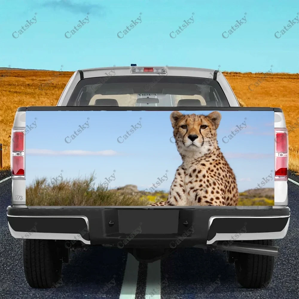 Cheetah Animal Print Car Tail Trunk Protect Vinly Wrap Sticker Decal Auto Accessories Decoration Sticker for SUV Off-road Pickup