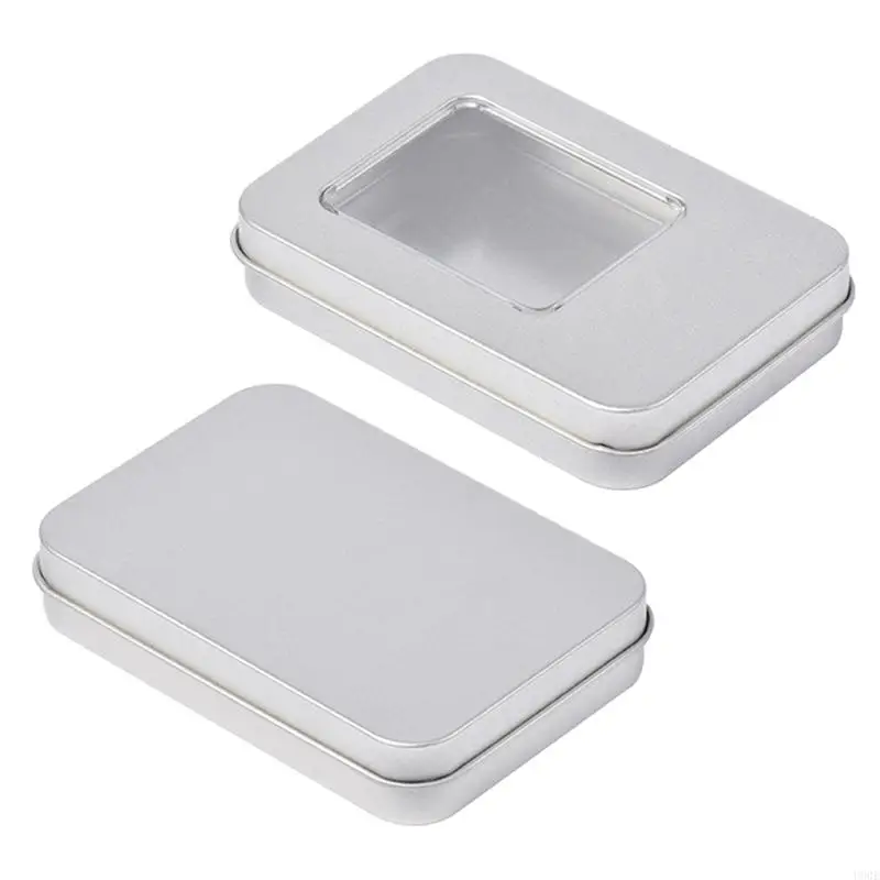 

U90E Rectangle Metal Storage Box Small Metal Storage Box Silver Color Jewelry Keys