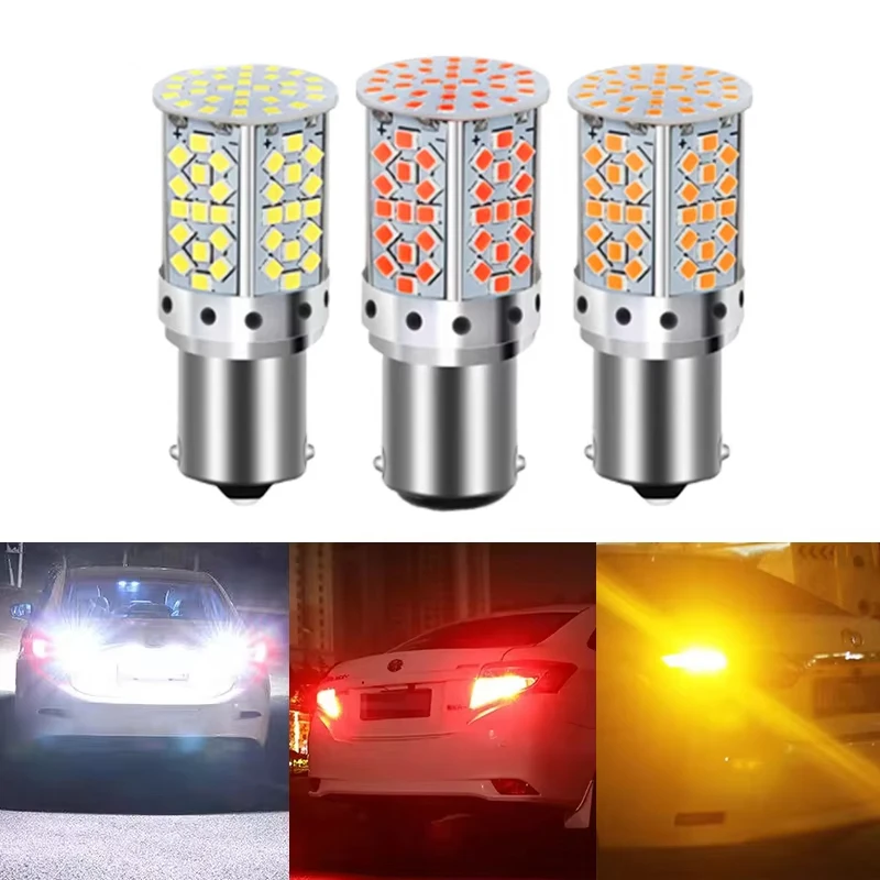 50Pcs Led Signal Lamp 7440 7443 WY21W Led Canbus Car Reverse Brake Light 102SMD led 1156 1157 w21w Turn Signal Light 12V