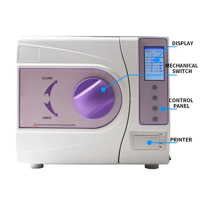 Dental Sterilizer Dental Instrument Sterilization Cabinet Vacuum Sterilizer with Drying Function LCD Display Smart Control