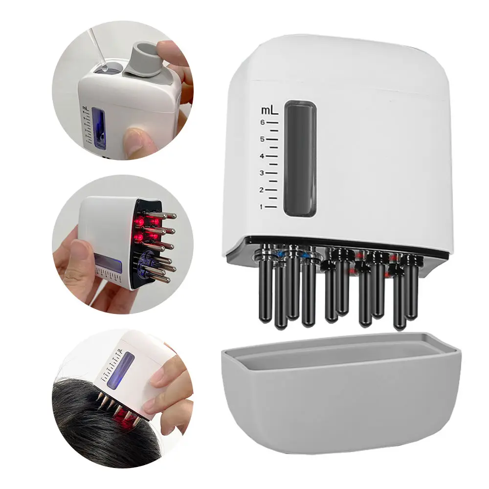 Protable Electric Vibration Massage Comb Red Blue Light Scalp Massager Anti Hair Loss Liquid Oil Applicator Hair Growth Care