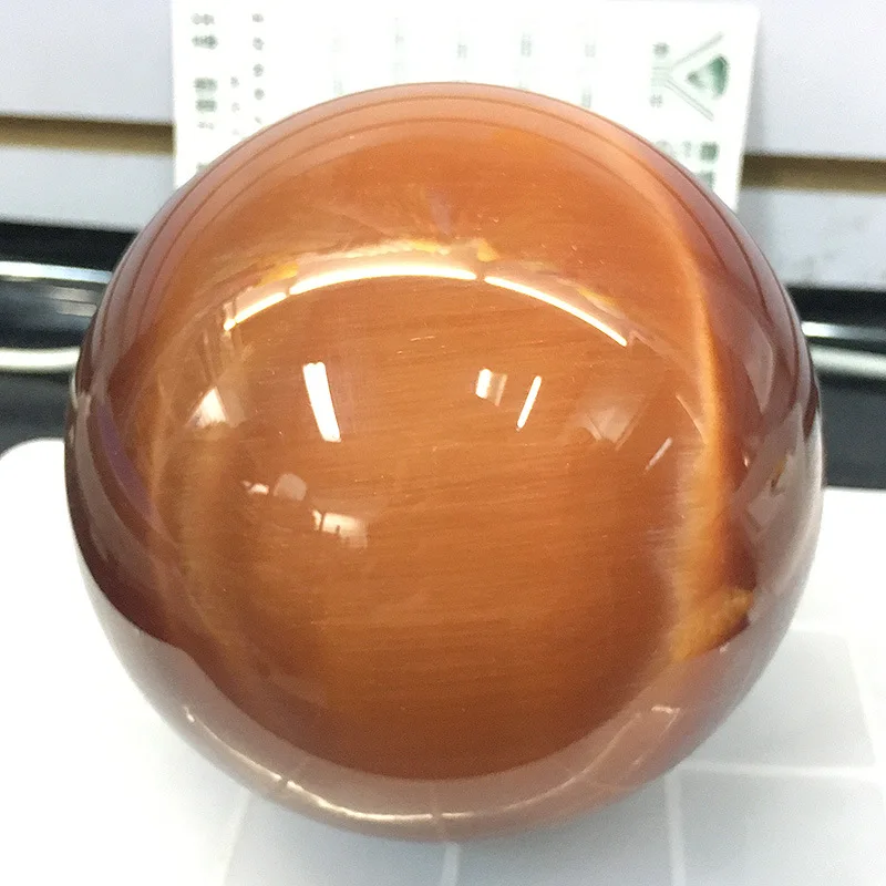 10cm Large size Natural quartz crystal orange cat eye ball reiki furnishing accessories for home decoration 1pcs + base 1pcs