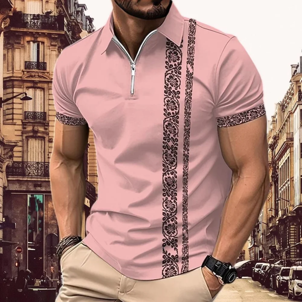 

Men's Golf Polo Shirt Zipper Quick Dry Breathable Classic Short Sleeve Outdoor Business Stylish & Comfortable Fishing Clothing