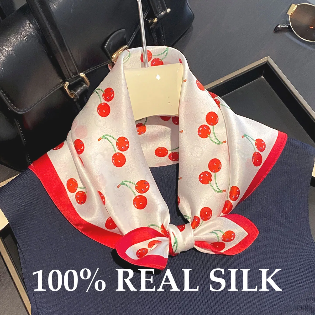 

New 100% Natural Silk Scarf Women Foulard Shawl Wrap Elegant High Quality Square Neckerchief Lady Hijab Bandana Scarves Bufanda