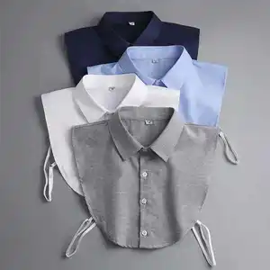 BLUSIÓN FALSA GRIS FALLA ELEGANT ROFULSE BUSILLA VERSATILE Camisa para adultos Exquisito camisa de color sólido 8 Mejores volantes del cuello de ventas - №1