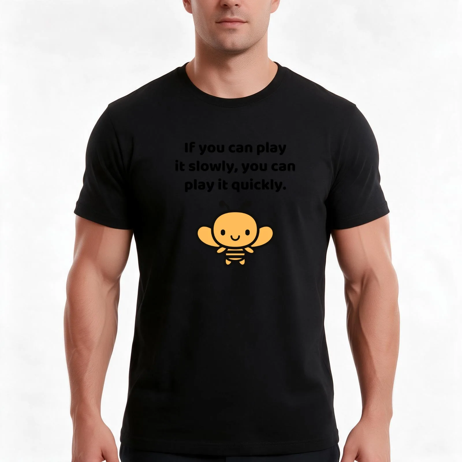If You Can Play It Slowly, You Can Play It Quickly T-Shirt, Summer Casual Cotton Tee, Oversized Streetwear Tops, 100% Cotton