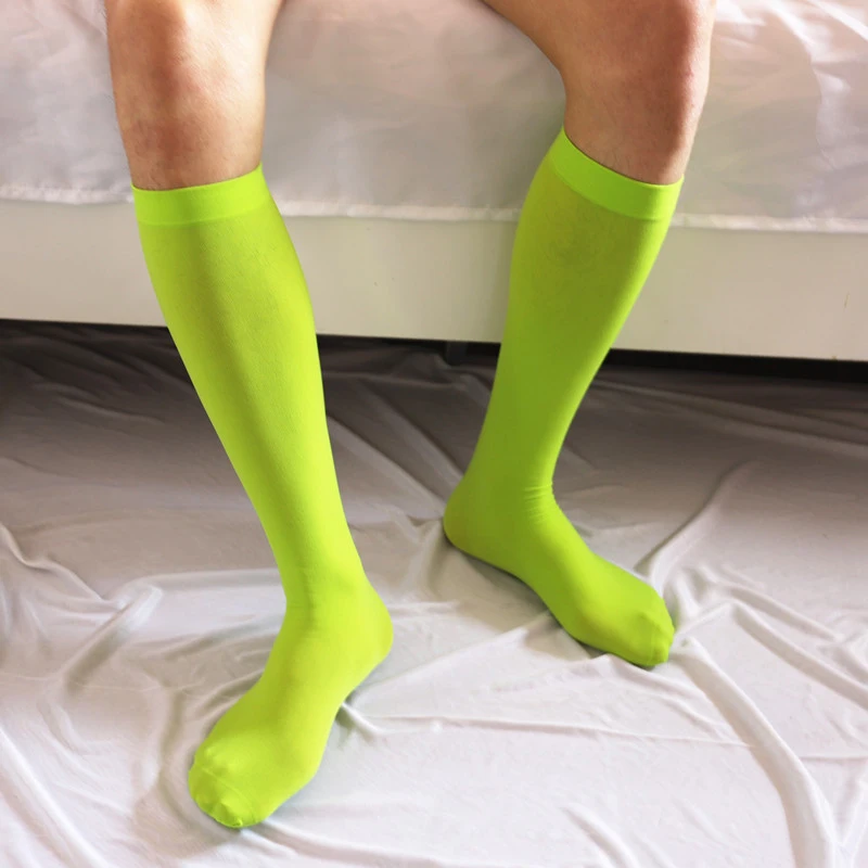 New Men Women Football Soccer Socks Candy Color Sexy Ultrathin Stockings Compression Seamless Stretchy Knee High Tube Socks