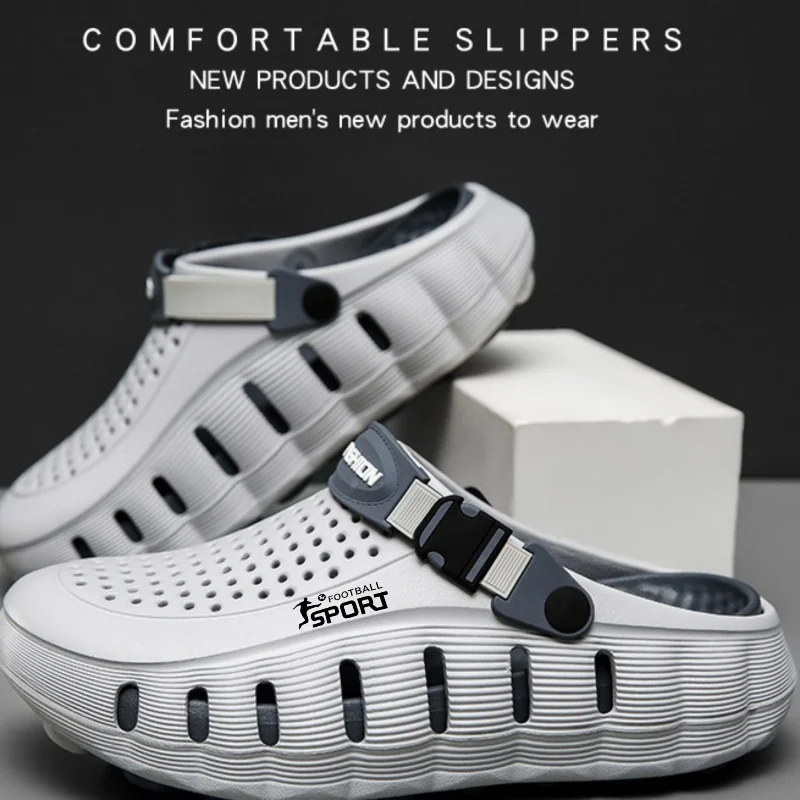 Summer Unisex Casual Slippers Classic Hole Detail Chunky Bottom Vacation Walk Shoes Streetwear Style Clogs