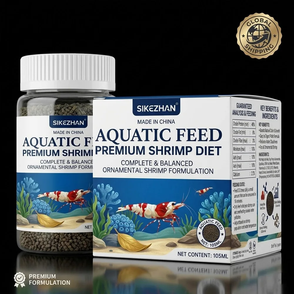 Alimento para Camarões SIKEZHAN 105ml - Dieta Premium Balanceada para Camarões Cherry, Crystal Red e Amano - Aumenta o Crescimento e a Cor Natural