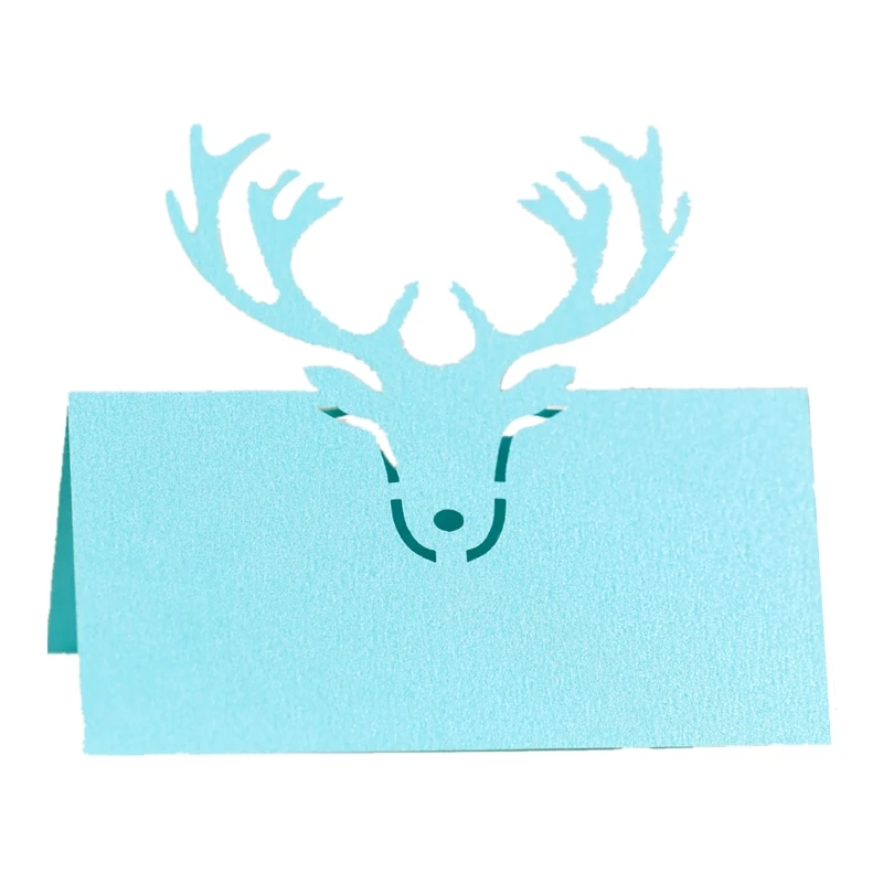 50pcs Christmas Deer Party segnaposto colorato Festival celebrazione nome Seat Card per la decorazione della tavola biglietto di auguri all\'ingrosso