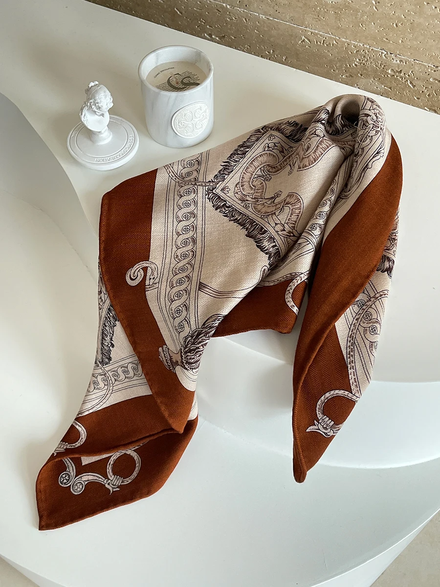 

Классический женский шелковый шерстяной шарф 65 см, маленькие шарфы, поделки, шали с закрученными краями, украшение для головы, волос, шеи, зимний рождественский подарок