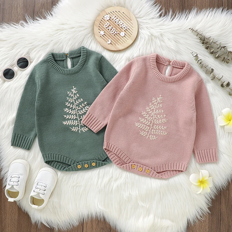 

0-18m Infant Baby Bodysuits Long Sleeve Knitting Newborn Boys Girls Onesie Clothes Autumn and Winter Toddler Kids Netural Outfit