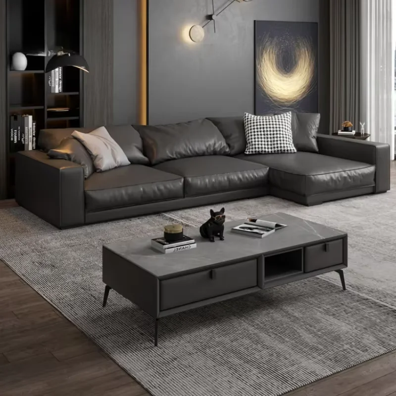 Nordic Leather Modular Sofa Wood Relax Lounge Fancy Living Room Sofa Modern Luxury Reading Salon Meuble Apartment Furniture