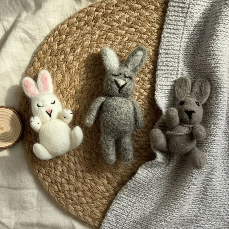 Professional Newborn Photography Props Handmade Wool Felt Animals Studio Shooting Accessories Safe Baby Photo Session Essentials