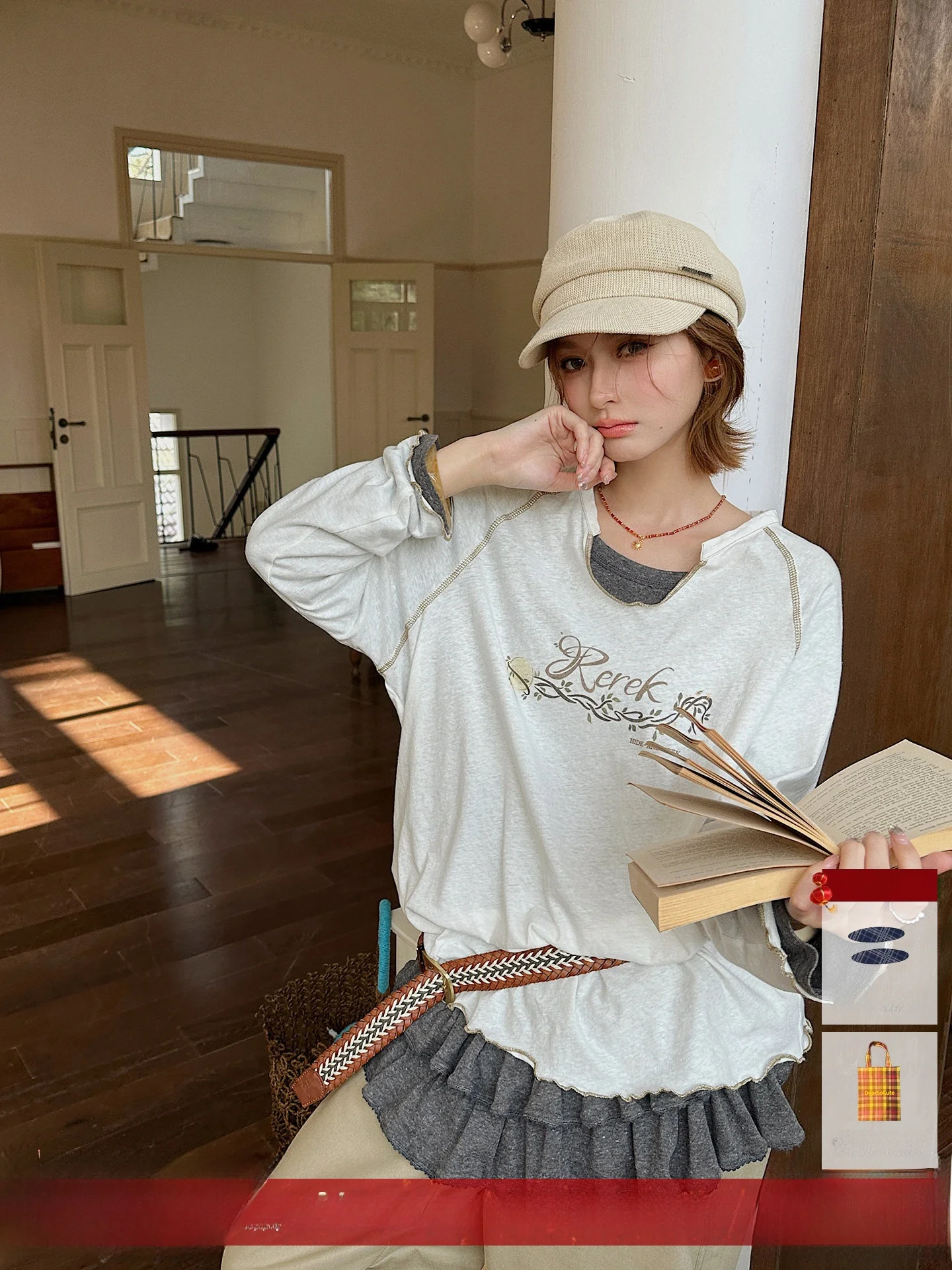 

Вязаная футболка REREK Color Blo с длинными рукавами, защита от солнца, модный летний топ из хлопка ручной работы