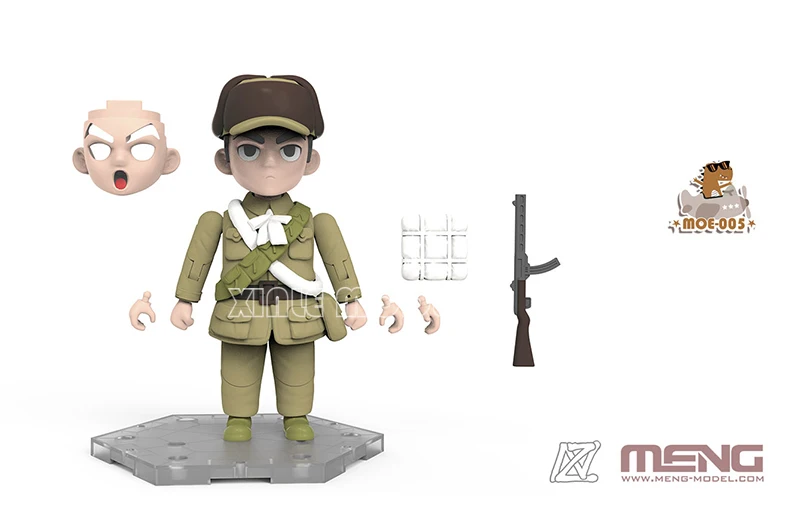 Meng-Kits de construcción de modelos MOE-005, versión Q, guerrero de dibujos animados, sin adhesivo, banda precoloreada, plataforma y equipo, modelo de juguete Hobby