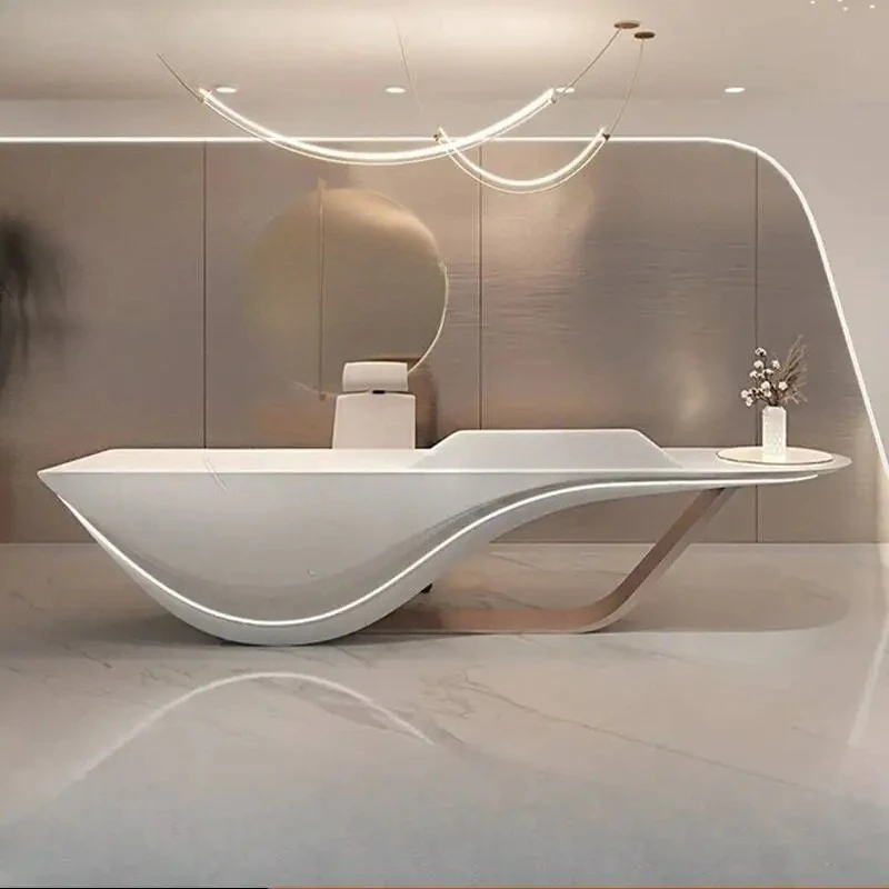 Logo Beauty Reception Desks Counter Aesthetics Modern White Reception Desks Luxury Commercial Bancone Da Reception Furniture