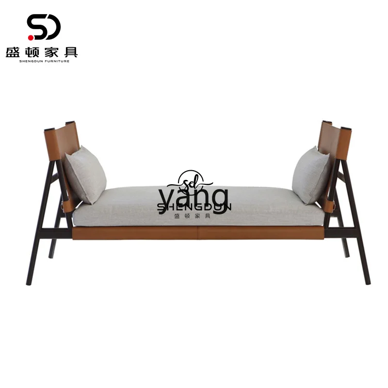 مقعد أريكة غرفة المعيشة من Lmm، مقعد تغيير الأحذية، مقعد من الجلد لغرفة النوم بجانب السرير #3