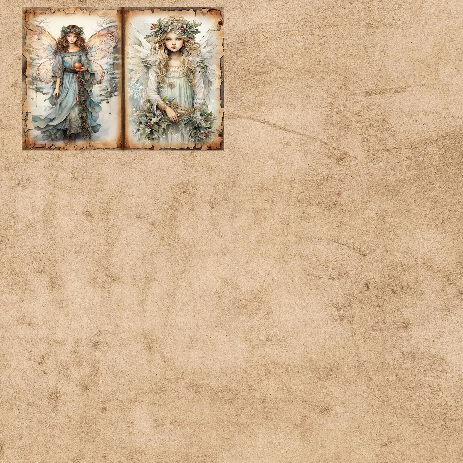 10 Sheets A5 Size Butterfly Fairy Angel Background Vintage Grunge Journal Planning Scrapbooking