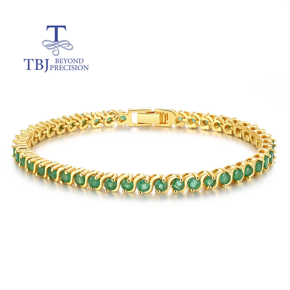 Exquisite Natural emerald bracelet, 18k gold plating over S925 silver natural gemstone fine jewelry suitable for party occasions
