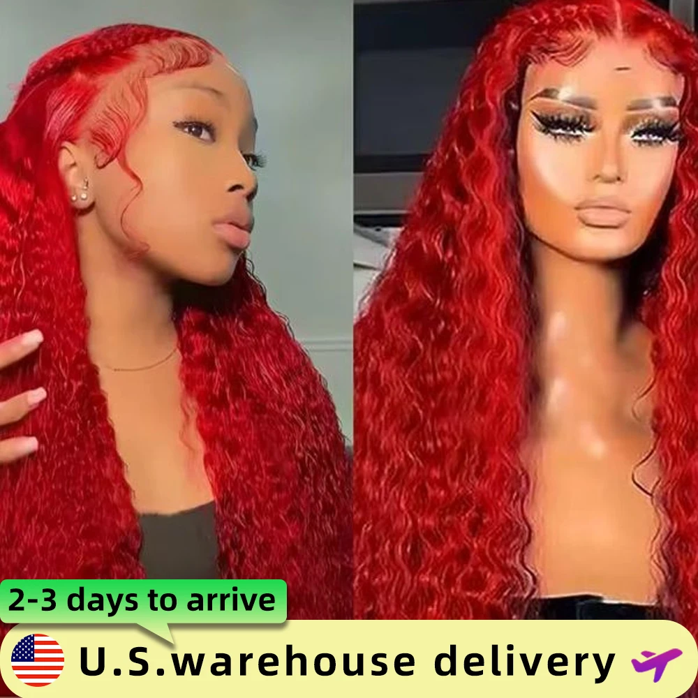 

30Inch Hot Red Lace Front Wigs Human Hair 200 Density 13X4 Curly Brazilin Wigs Human Hair Lace Front Wigs Colored Human Hair Wig