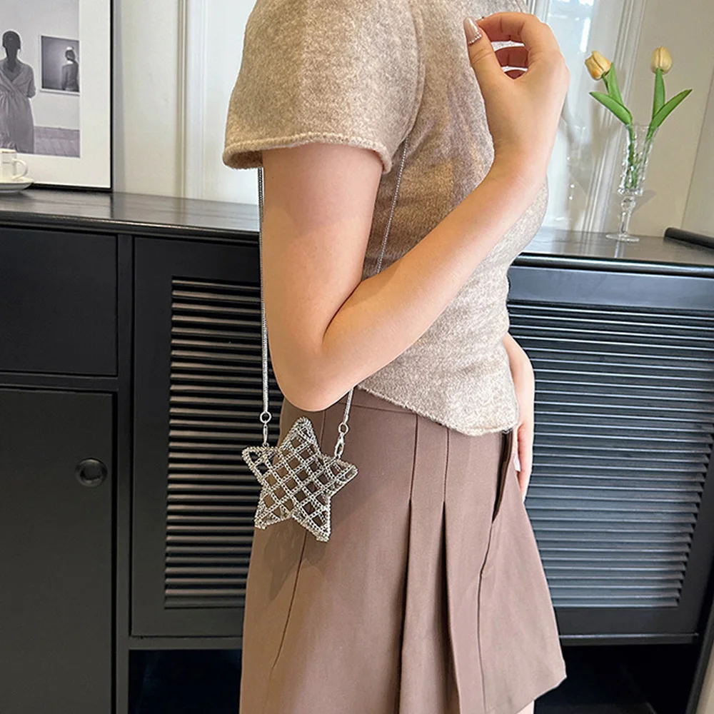 حقيبة كروس بودي جوفاء مع فم معدني للنساء ، حقيبة كتف ذهبية ، جودة عالية ، حقيبة سهرة لطيفة ، مصمم أزياء