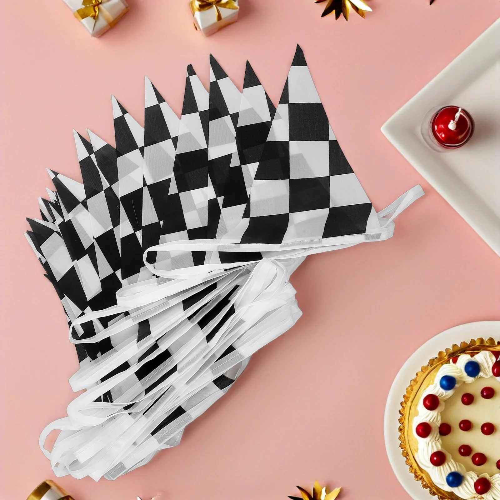 

2 Pcs Party Decoration Banner Pennant Flags Polyester Cloth Pre Strung Birthday