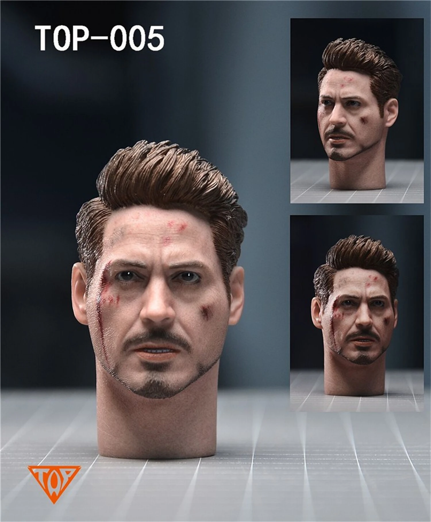 Top-005 1/6 Tony Stark Wounded Ver. & Normal Head Sculpt Model 2pcs/Set Fit for 12'' MK50 Action Figure