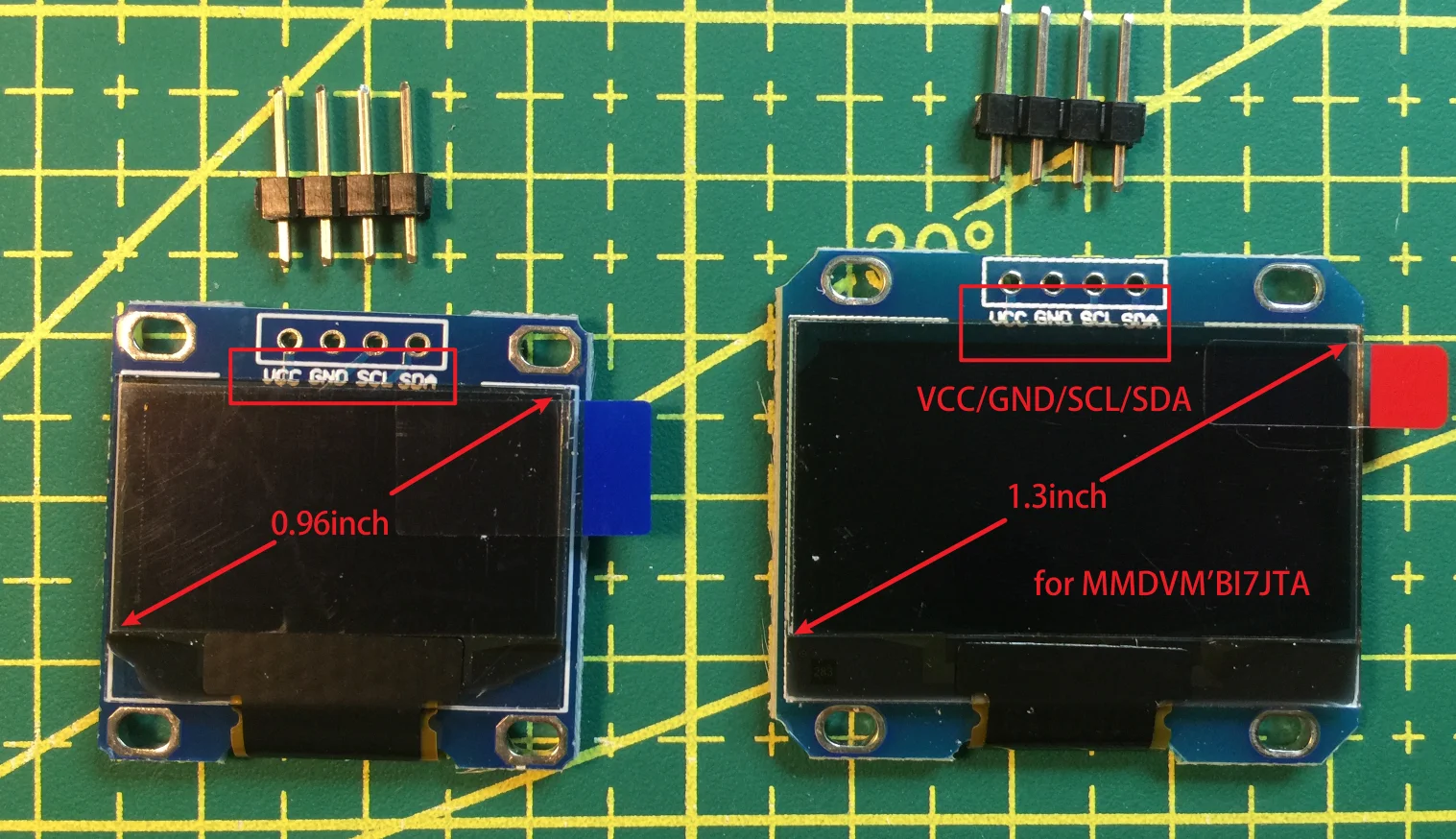 OLED 1.3' OLED0.96inch Display, Pinout order VCC/GND/SCL/SDA for MMDVM Duplex, Repeater, Simplex hotspot Modem Raspberry Pi