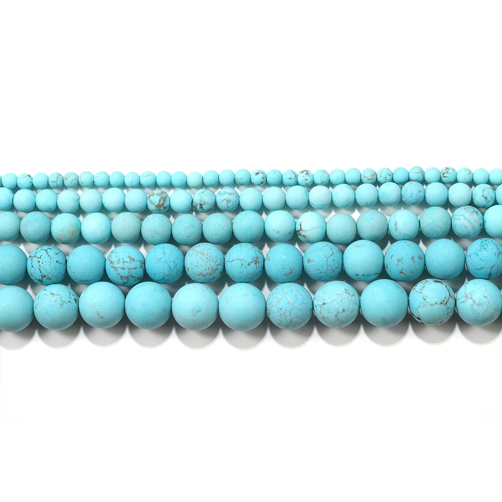 48Pcs Matte Natural Turquoise Jewelry Accessories, Frosted Natural Turquoise Loose Beads,Fashionable Semi-Finished Bead Beads