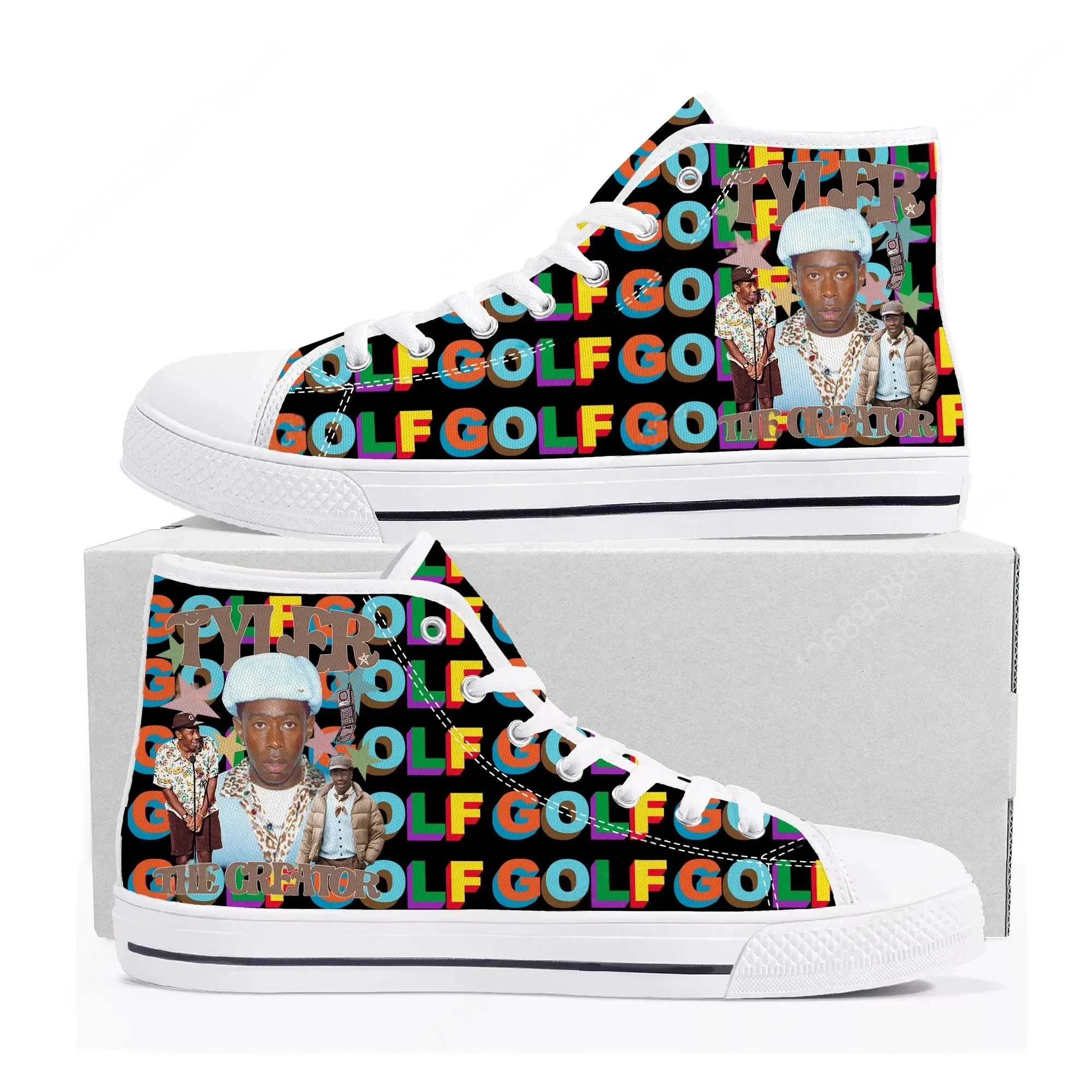 Модные универсальные кеды Tyler High Top для мужчин, женщин и подростков, высококачественные повседневные кроссовки с мультяшным принтом для пар.