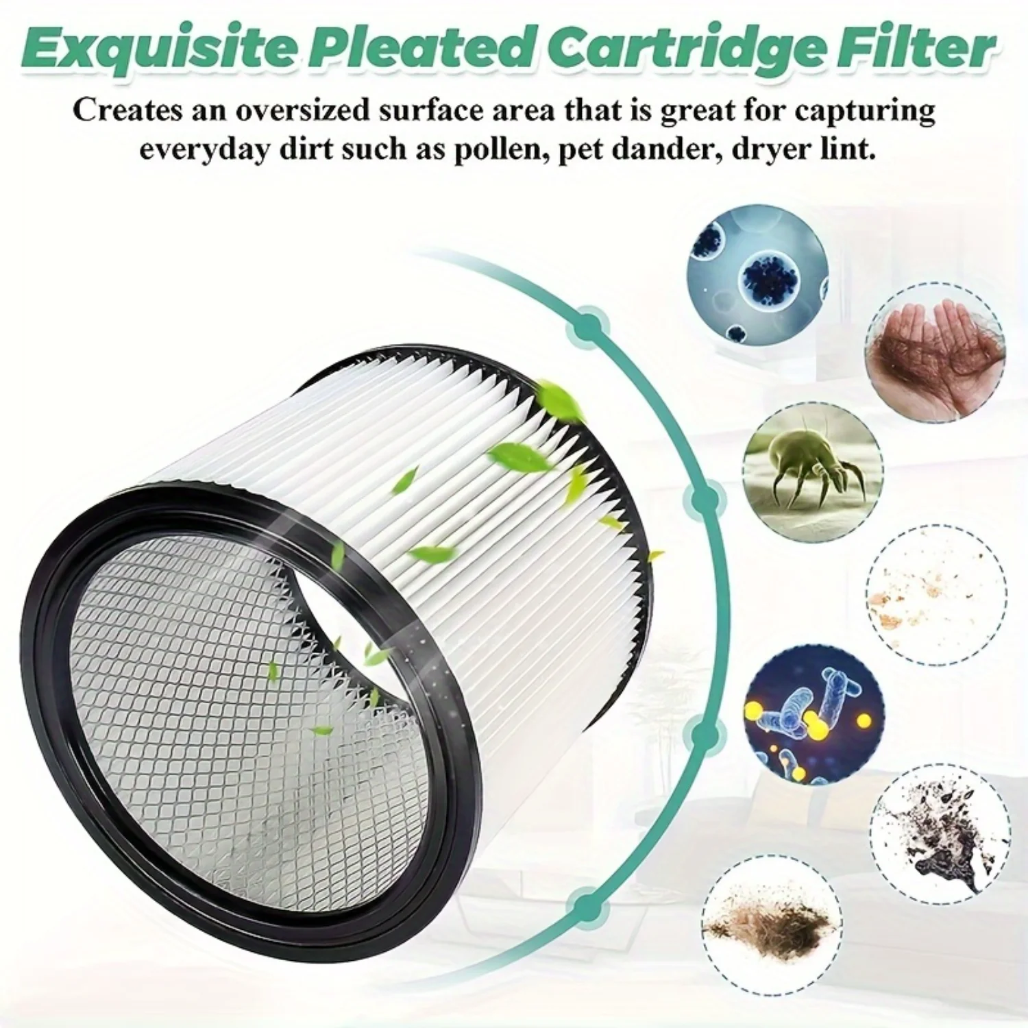 Filtri a cartuccia di ricambio premium in 2 pezzi ad alta efficienza per Shop Vac 90304, 90350 e 90333 - Si adatta alla maggior parte dei 5 galloni e in su Wet/