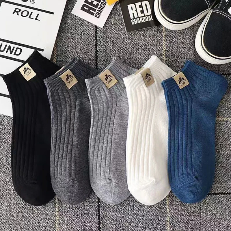 

5 Pairs Men's Snow Mountain Printed Short Socks, Spring and Summer Light Low Cut Sports Short Socks Popular Tube Socks