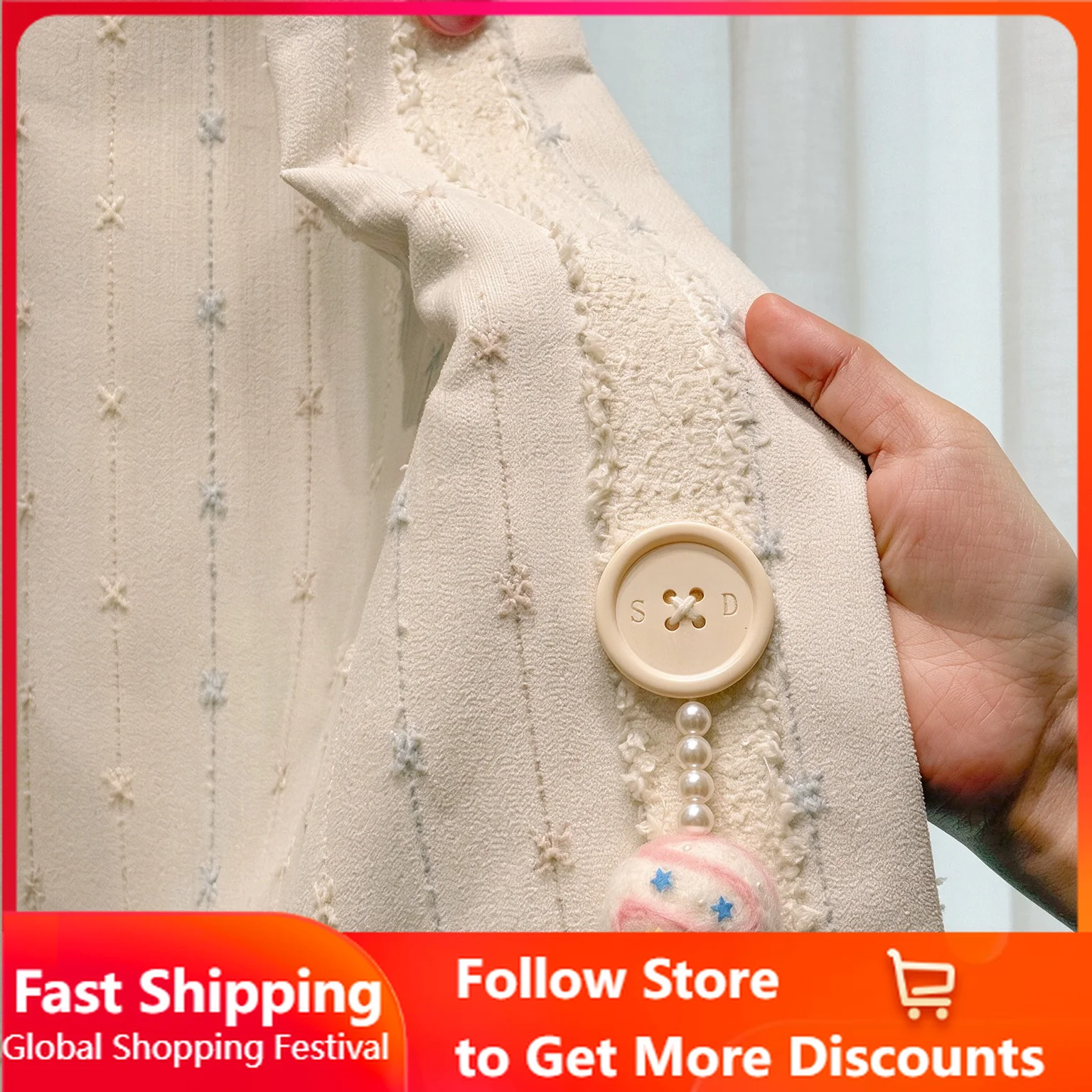 Custom Size Dopamine Cartoon Love Embroidery Bedroom Cute Colorful Donut Lace Chenille Curtains for Living Dining Room Bedroom
