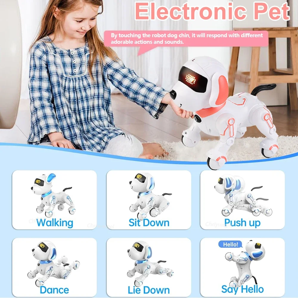 Perro Robot RC, acrobacias electrónicas para mascotas, interactivo, táctil, programable, inteligente, caminar, baile, regalo de cumpleaños para niños y niñas