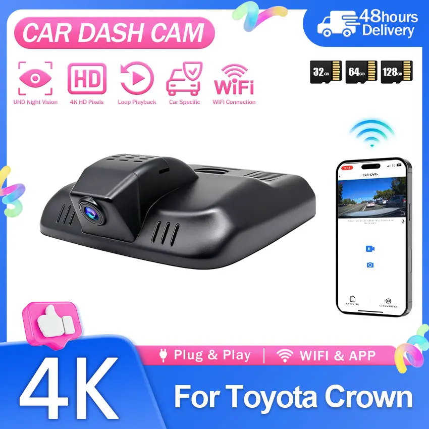 For Toyota Crown (16th Gen) 2023 2024 2025 2026 HD 4K 2160P Dash Cam Night vision Camera Car DVR Video Recorder