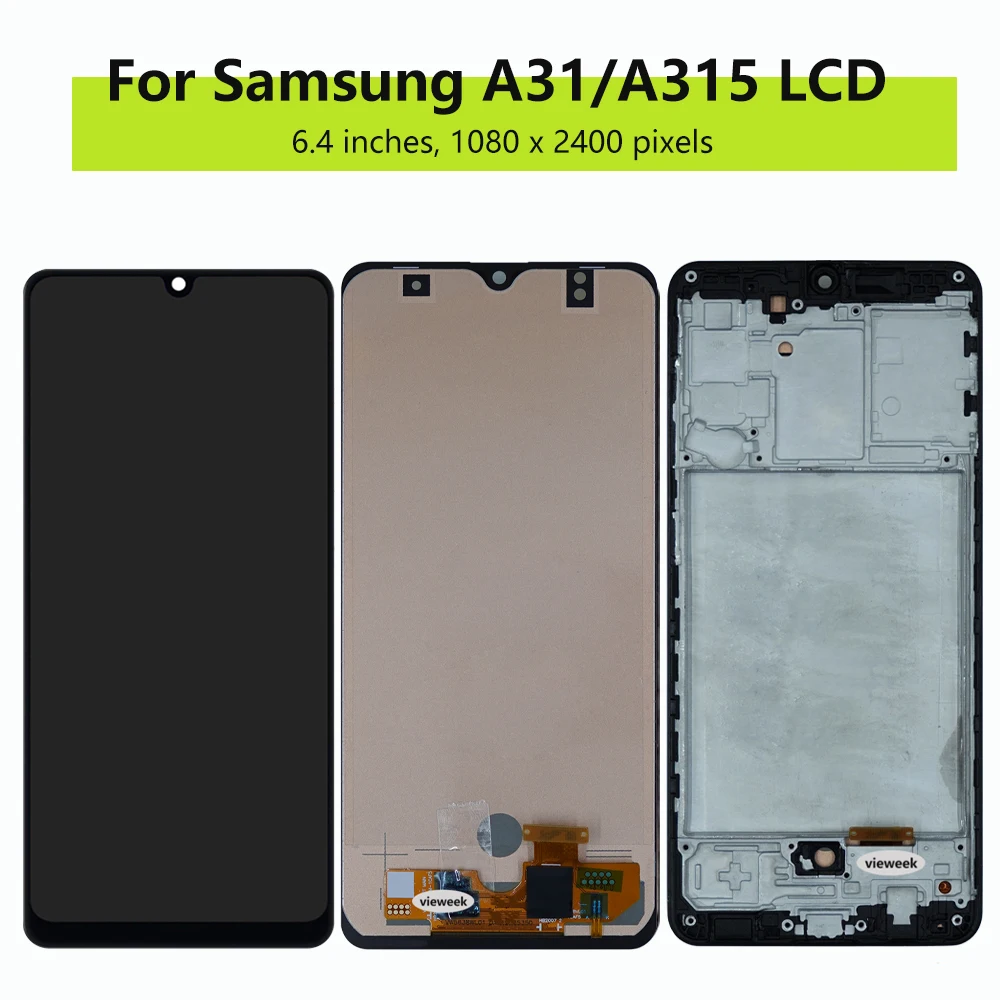 Screen for Samsung Galaxy A31 A315 LCD Display Digital Touch Screen with Frame for Samsung A31 SM-A315F SM-A315F/DS LCD